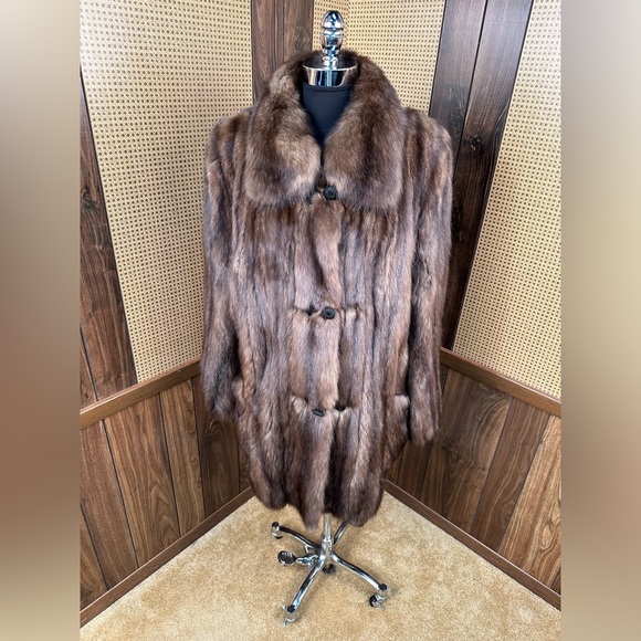 SAKS JANDEL ZANG TOI DESIGNER SILVERY RUSSIAN SABLE FUR COAT JACKET XL 12 - 14 - Picture 1 of 14